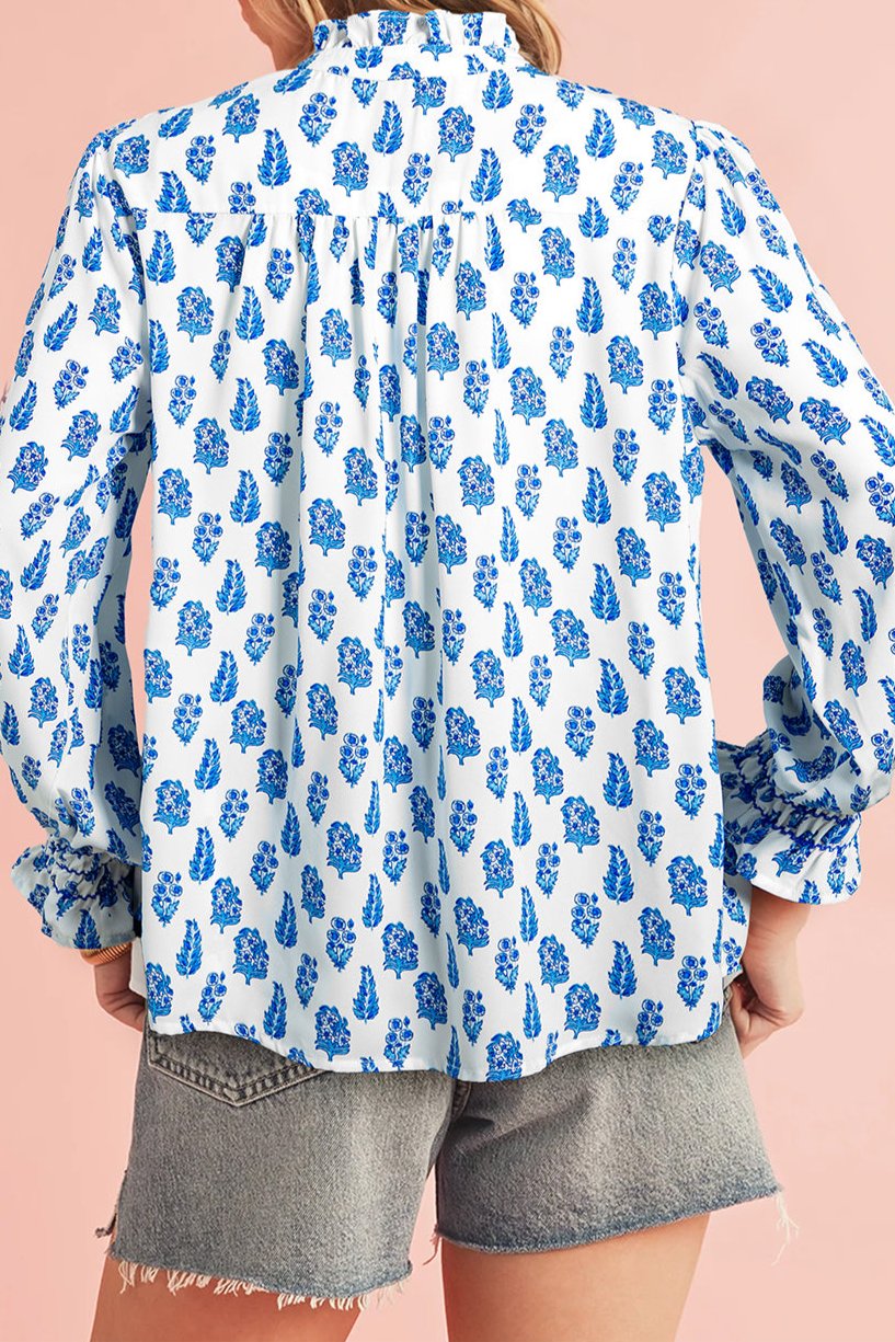 Boho Floral Lantern Sleeve Shirt