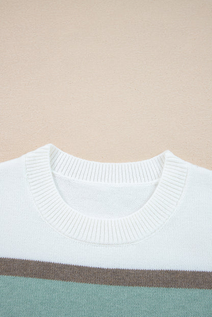 Stripe Colorblock Drop Shoulder Sweater