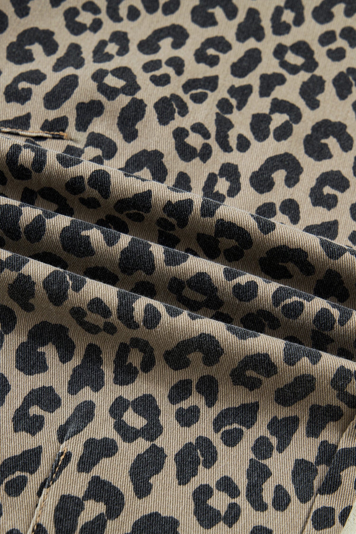 Leopard Denim Drawstring Waist Barrel Leg Pants