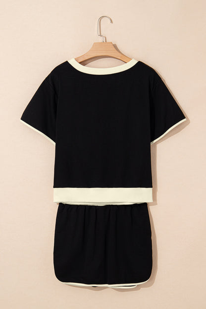 Colorblock Short Sleeve T-Shirt and Skort Set