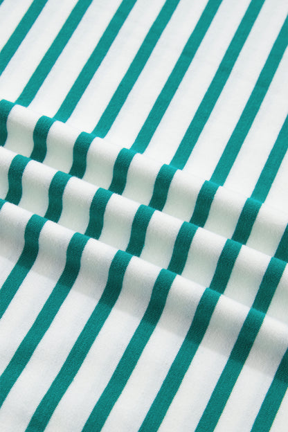 Stripe Scallop Trim Round Neck T-Shirt