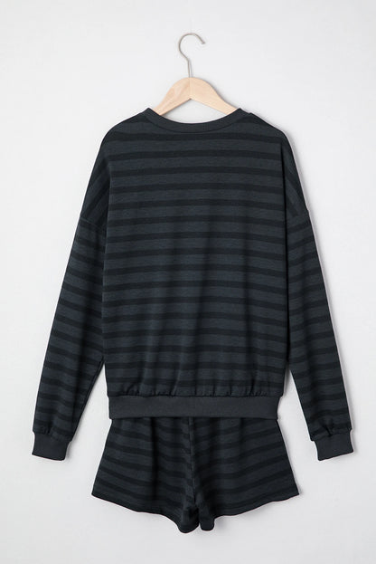 Stripe Long Sleeve Top & Shorts Set