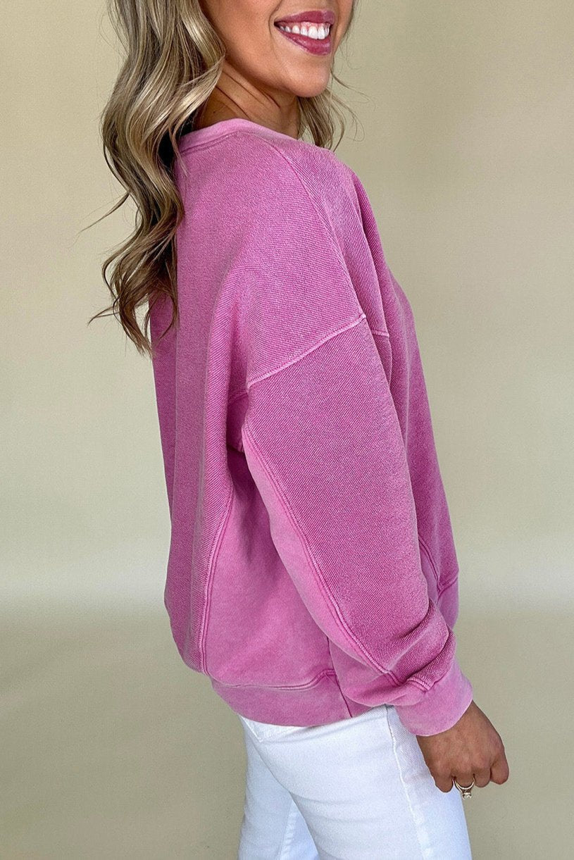 Solid Notched Neck Sweatshirt