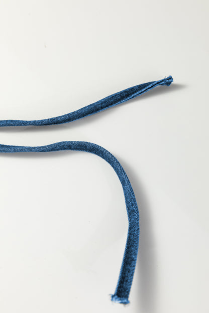 Denim Checker Side Panel Patchwork Drawstring Pants