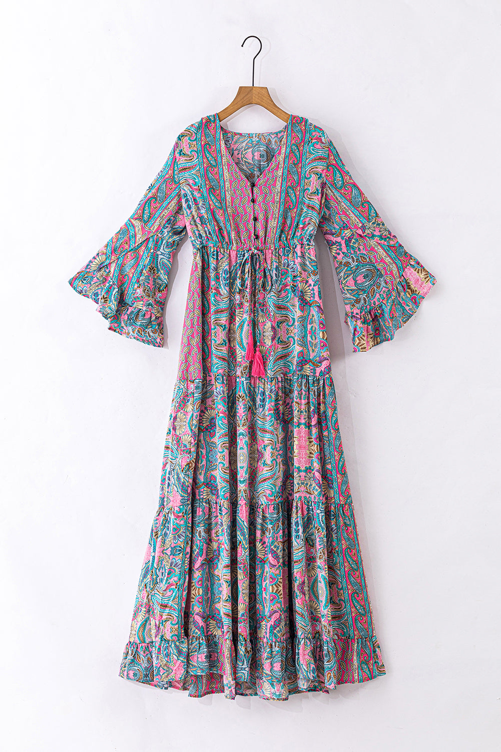 Paisley Ruffle Tiered Maxi Dress