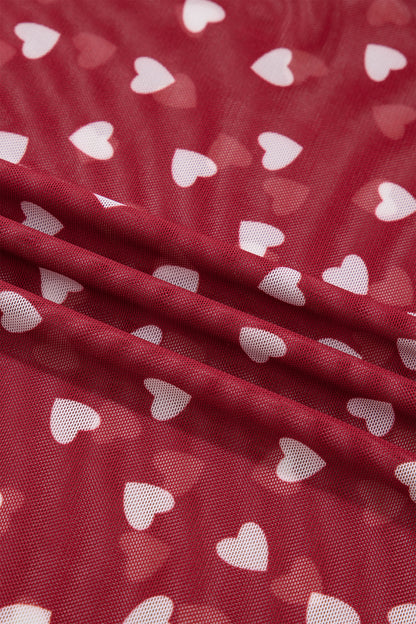 Heart Mesh Short Sleeve Top