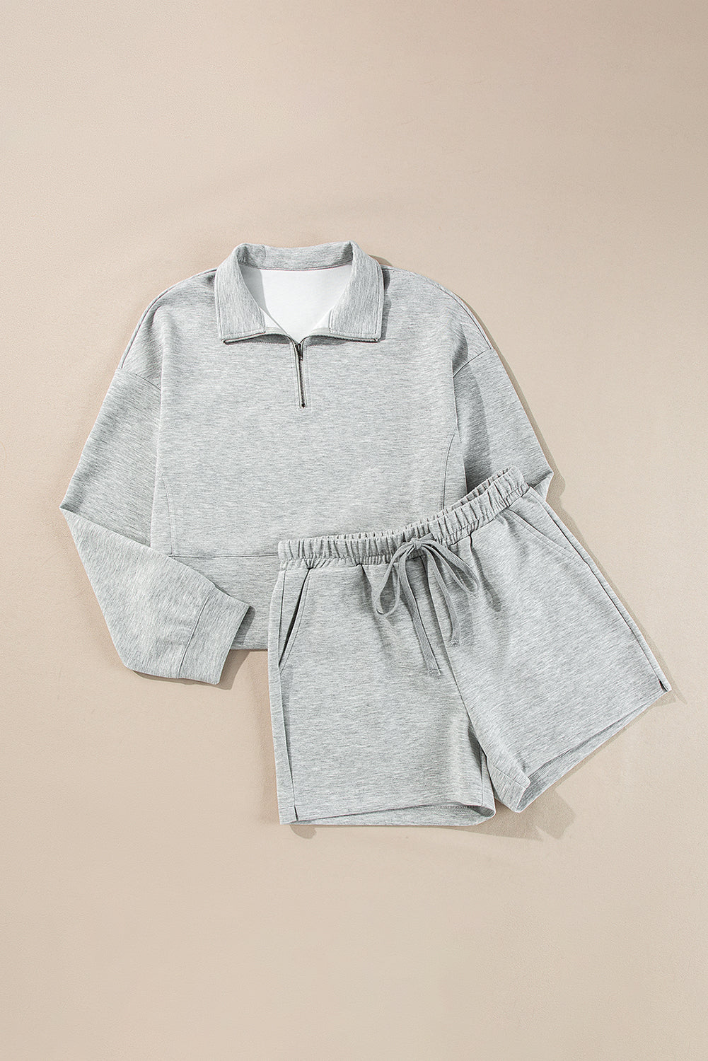 Zipped Sweatshirt and Shorts Set