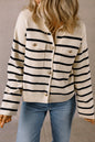 Stripe Flap Pocket Cardigan Sweater