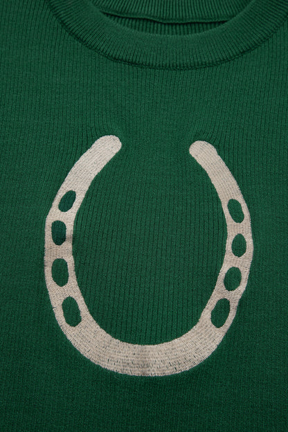 Western Horseshoe Graphic Short Sleeve Sweater