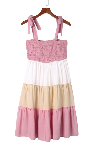 Colorblock Smocked Sleeveless Mini Dress