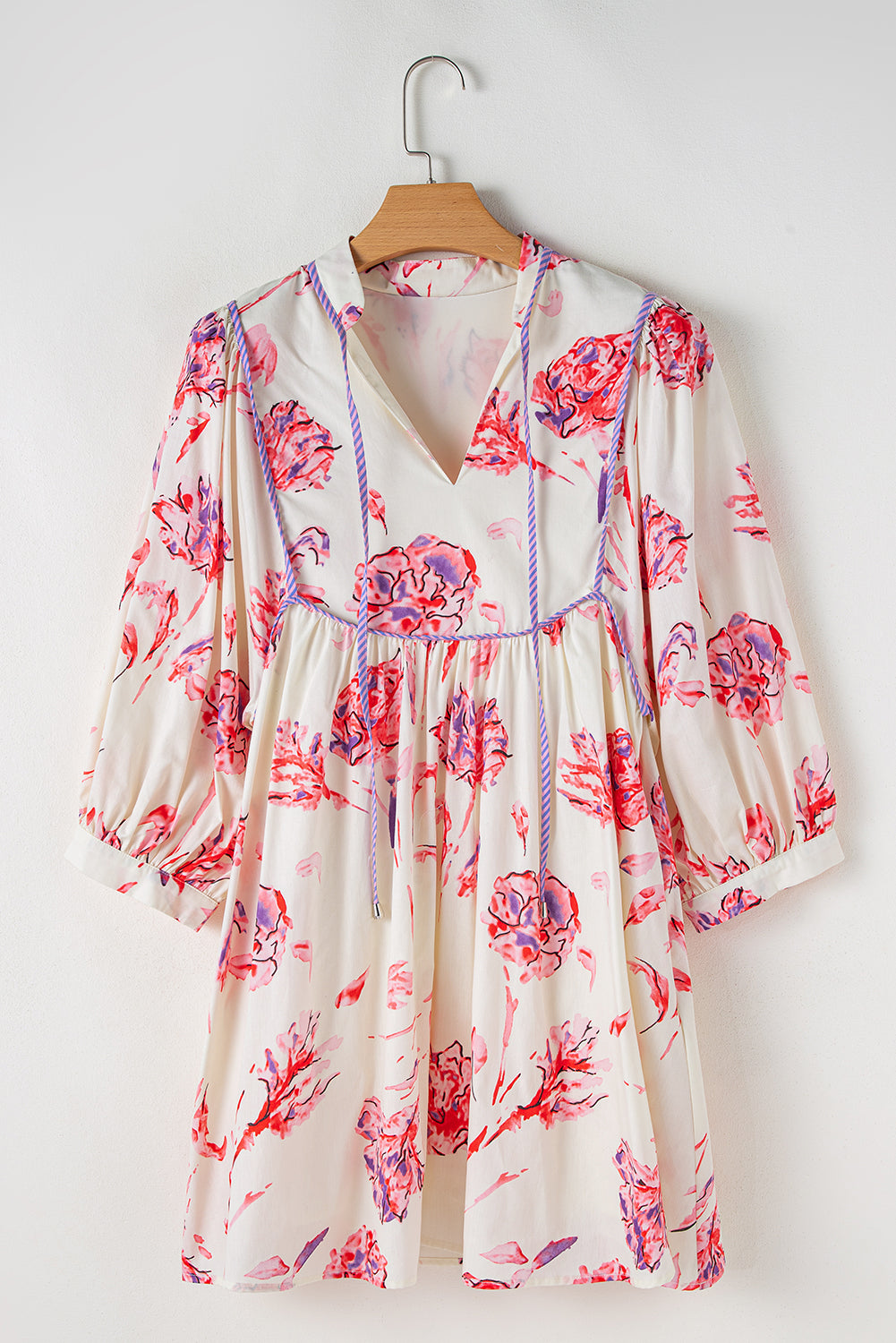 Floral Balloon Sleeve Mini Dress