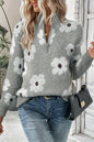 Floral Half Zip Drop Shoulder Sweater