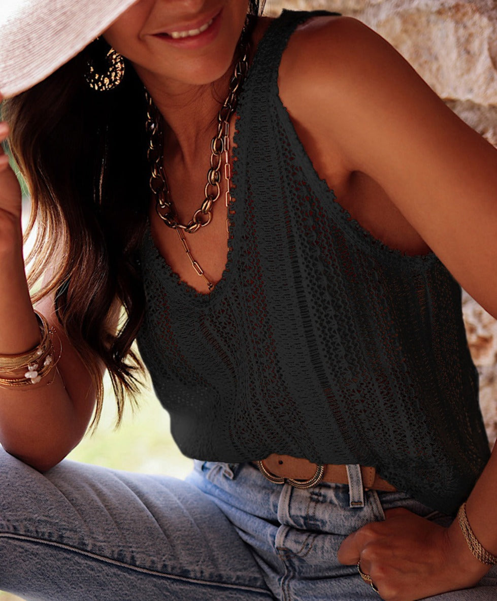 Patterned Crochet Lace Tank