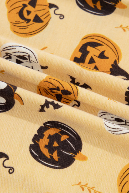 Halloween Jack-O-Lantern Ruffle Top & Shorts Lounge Set