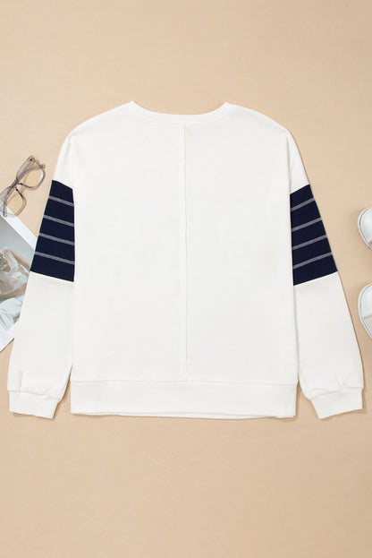 Colorblock Reverse Seam Patch Pocket Drop Shoulder Sweatshirt