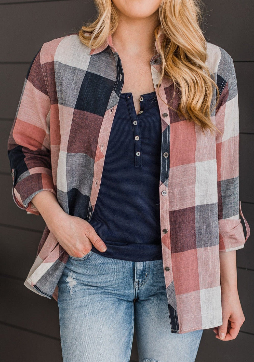 Plaid Button Front Shirt