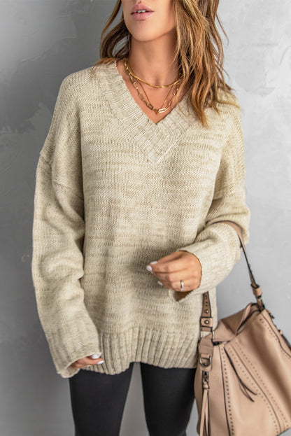 Drop Shoulder V-Neck Sweater