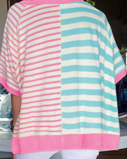 Stripe Colorblock Oversized T-Shirt