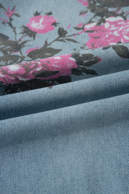 Floral Denim Wide Leg Jeans