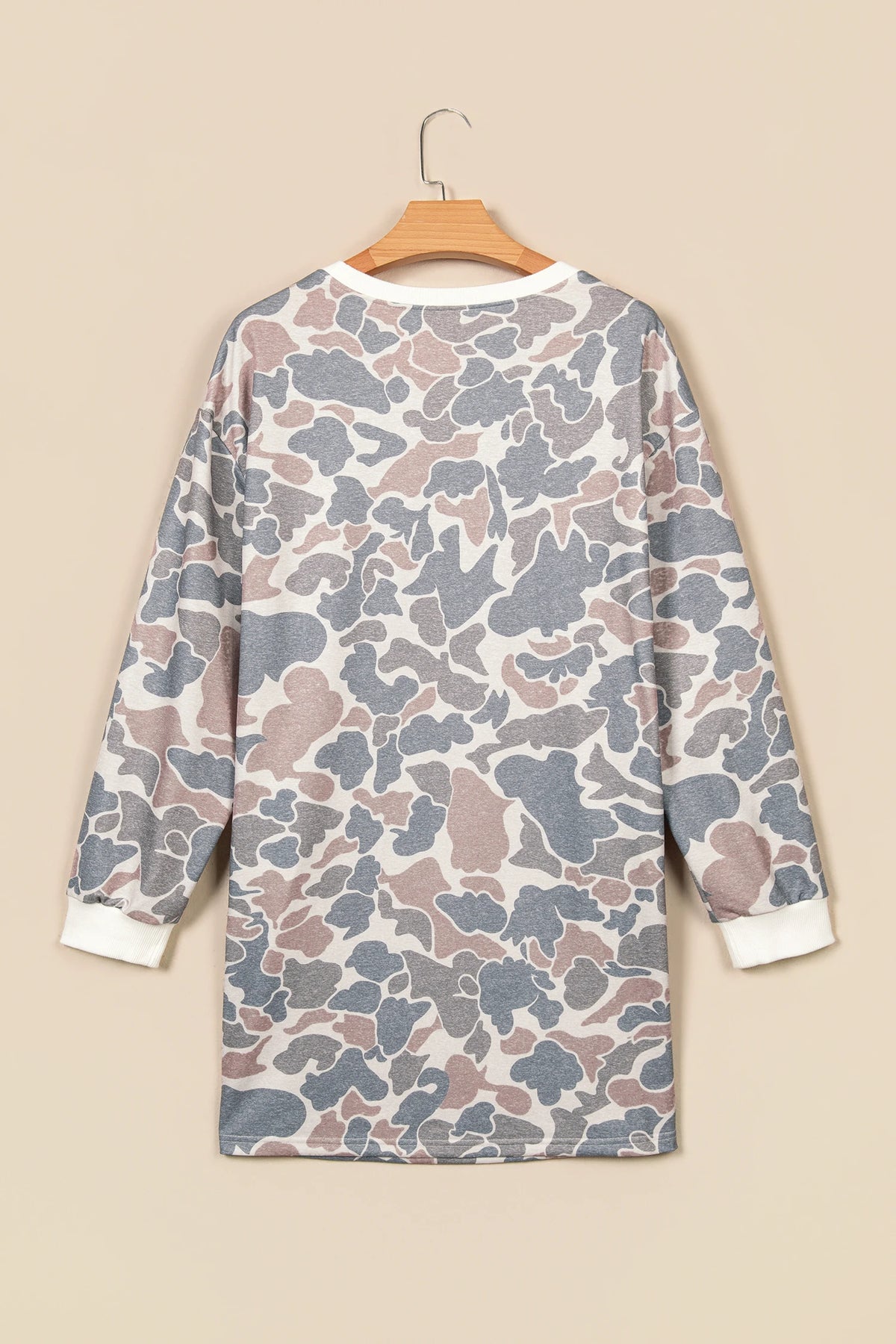 Camo Chest Pocket Long Sleeve Mini Dress
