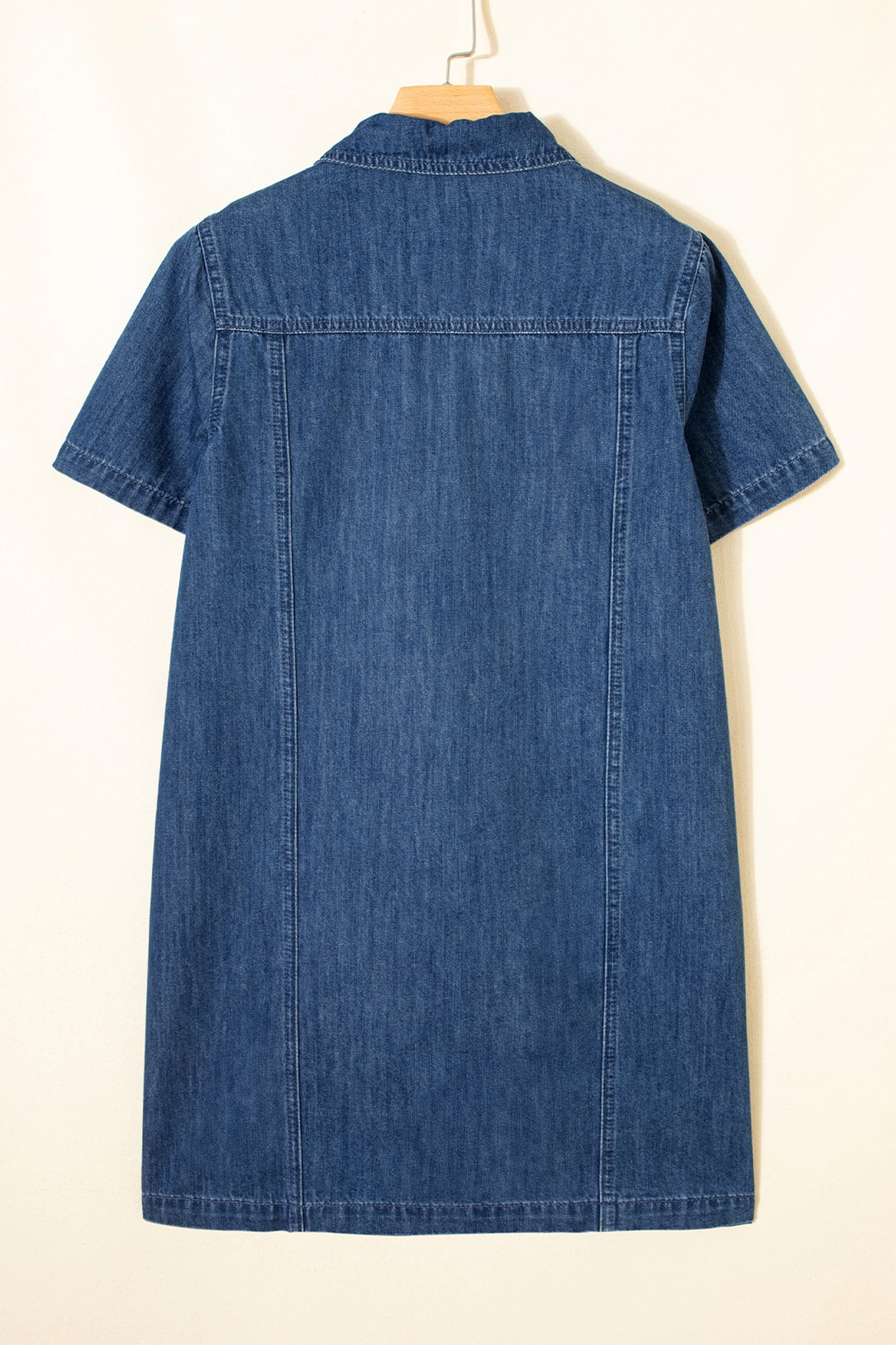 Denim Zip-Up Collar Short Sleeve Mini Dress