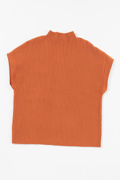 Solid Ribbed Knit Patch Pocket Short Sleeve Top