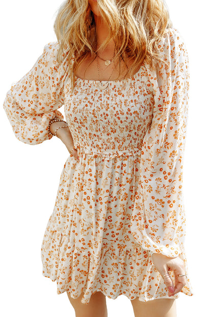 Floral Smocked Long Sleeve Dress