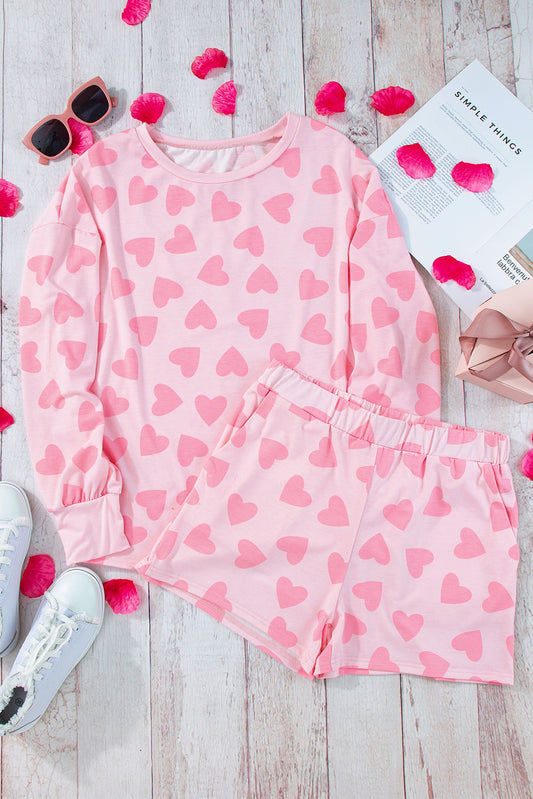 Valentine Heart Top and Shorts Lounge Set