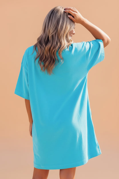 Solid Drop Shoulder T-Shirt Mini Dress