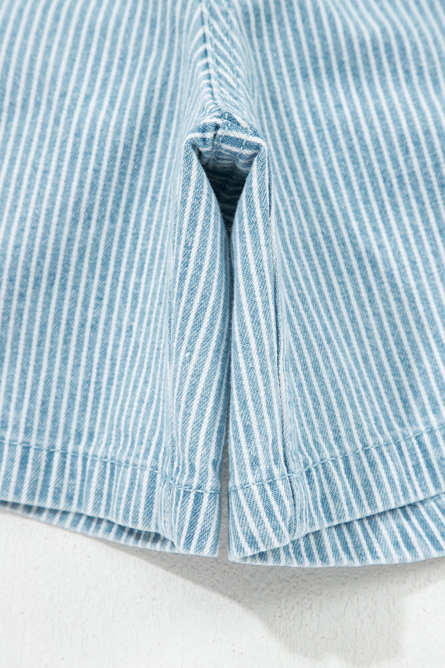 Plus Size Stripe Denim Contrast Drawstring Shorts