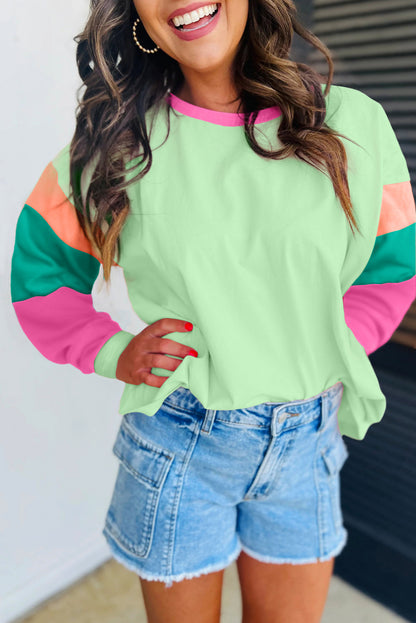 Colorblock Patchwork Long Sleeve Top