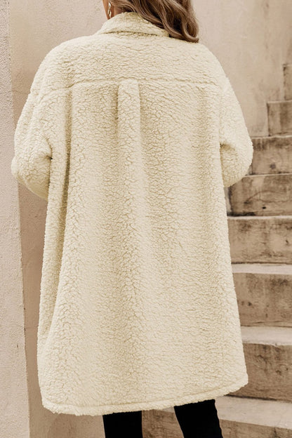 Fleece Teddy Buttoned Long Coat