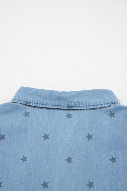 Star Denim Double Chest Pocket Short Sleeve Shirt