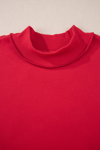 Solid Mock Neck Drop Shoulder Oversize Sweatshirt