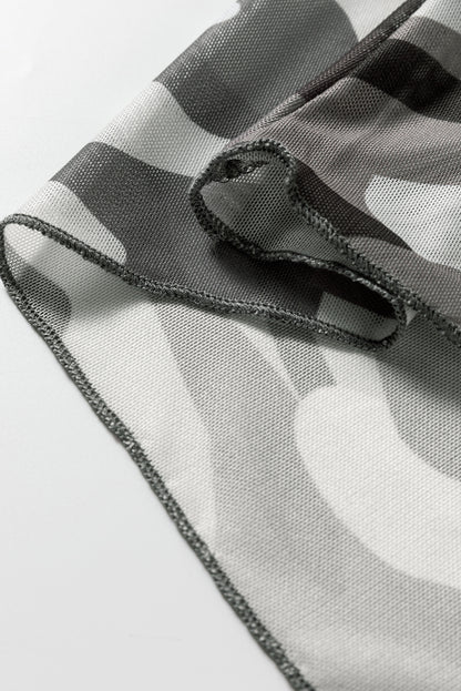 Western Camo Mesh Long Sleeve Top