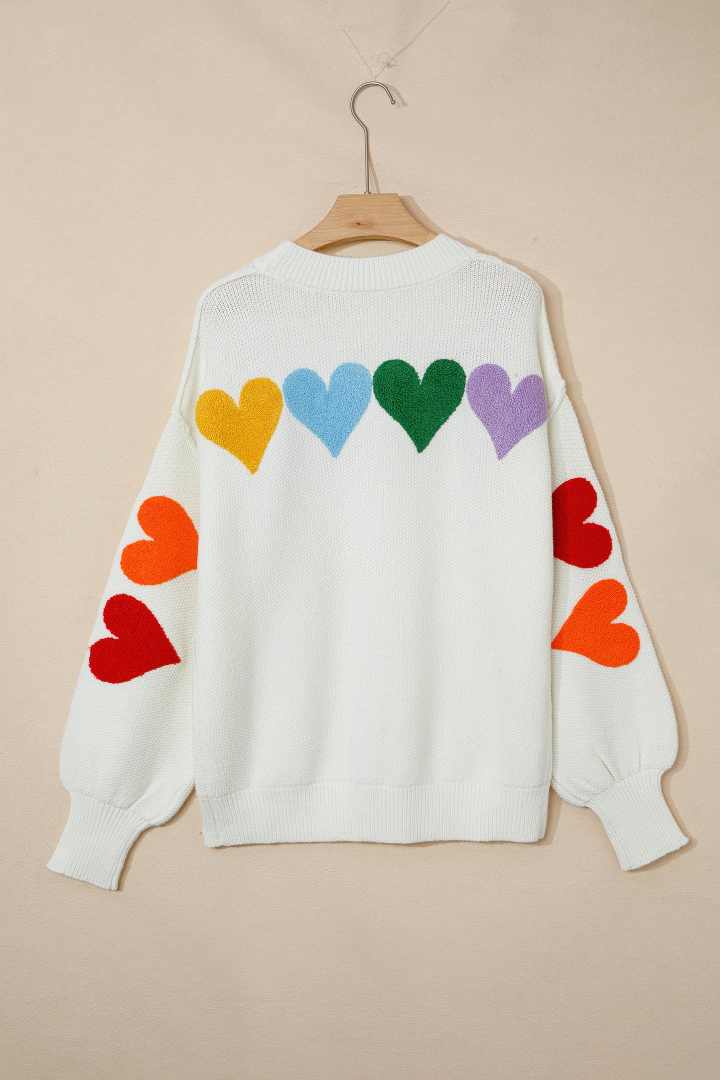 Valentine Heart Chenille Drop Shoulder Sweater