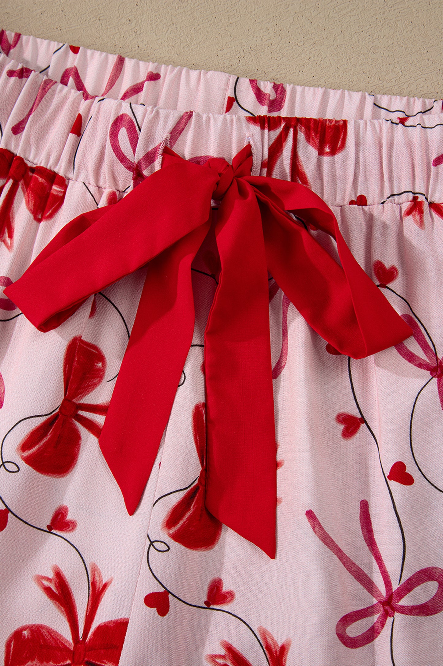 Valentine Bow Shirt and Shorts Pajama Set