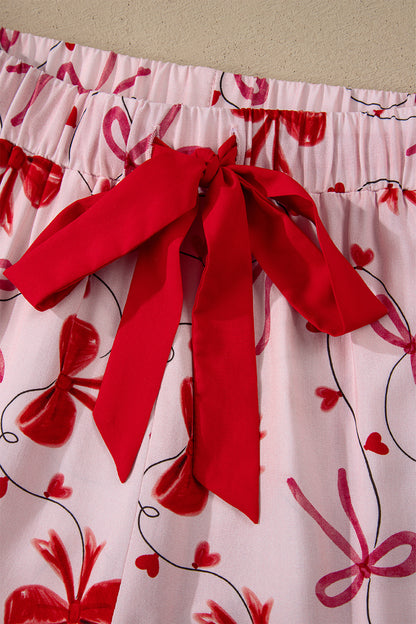 Valentine Bow Shirt and Shorts Pajama Set