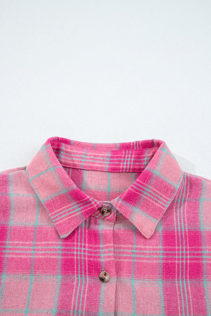 Plaid Button-Up Long Sleeve Pocketed Shirt