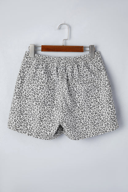 Leopard Denim Wrap Front Shorts