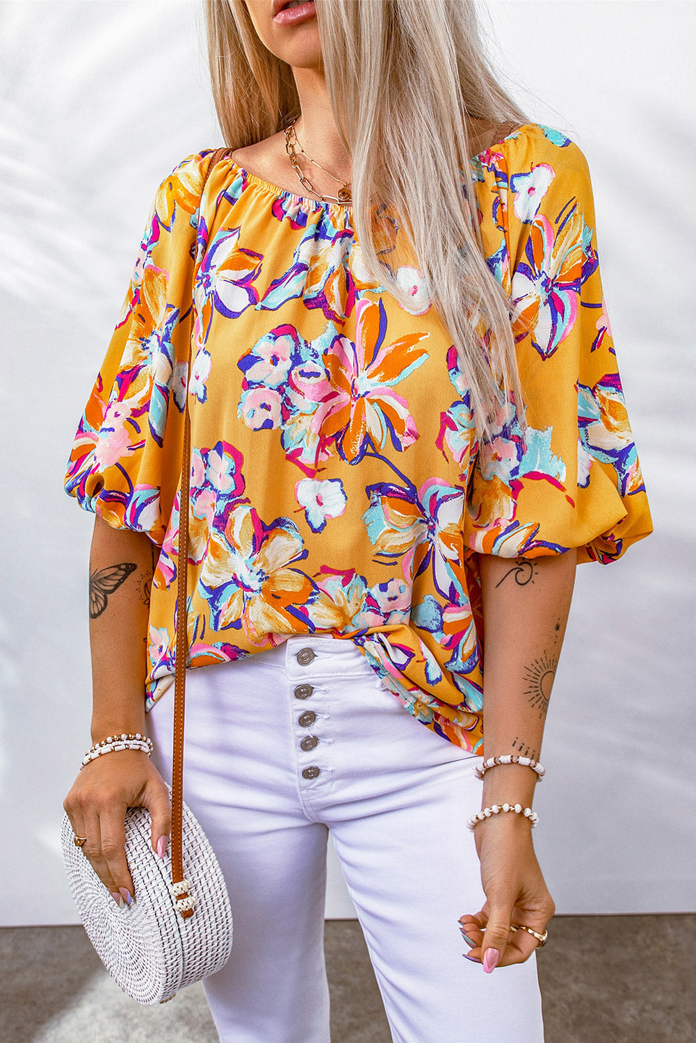 Floral Puff Sleeve Blouse