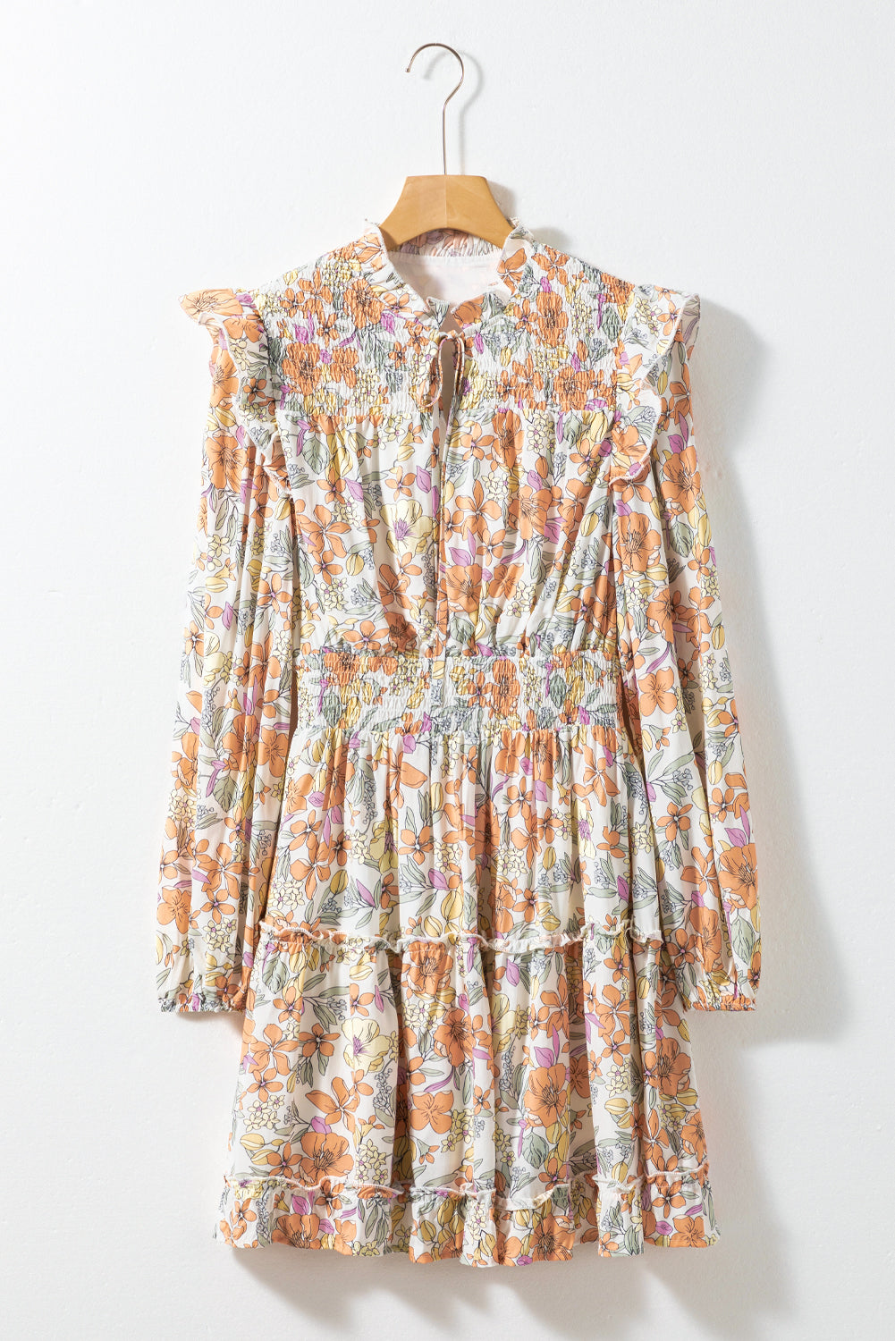 Floral Ruffle Smocked Waist Dress