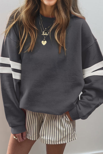Varsity Stripe Drop Shoulder Oversized Sweatshirt