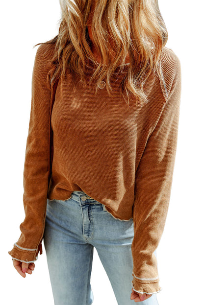 Waffle Raglan Long Sleeve Top