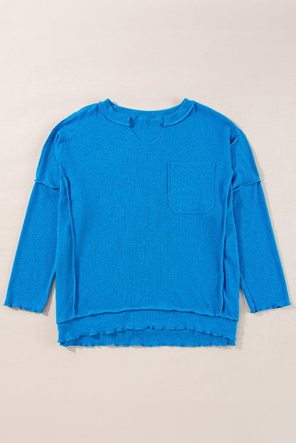 Ribbed Reverse Seam Long Sleeve Top