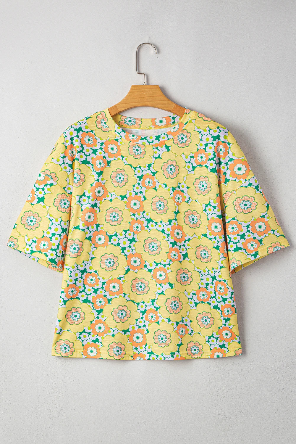 Flower Drop Shoulder Short Sleeve T-Shirt