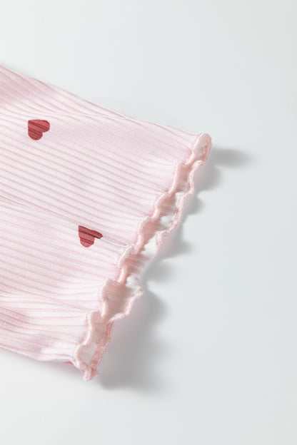 Valentine Heart Ribbed Top and Shorts Lounge Set