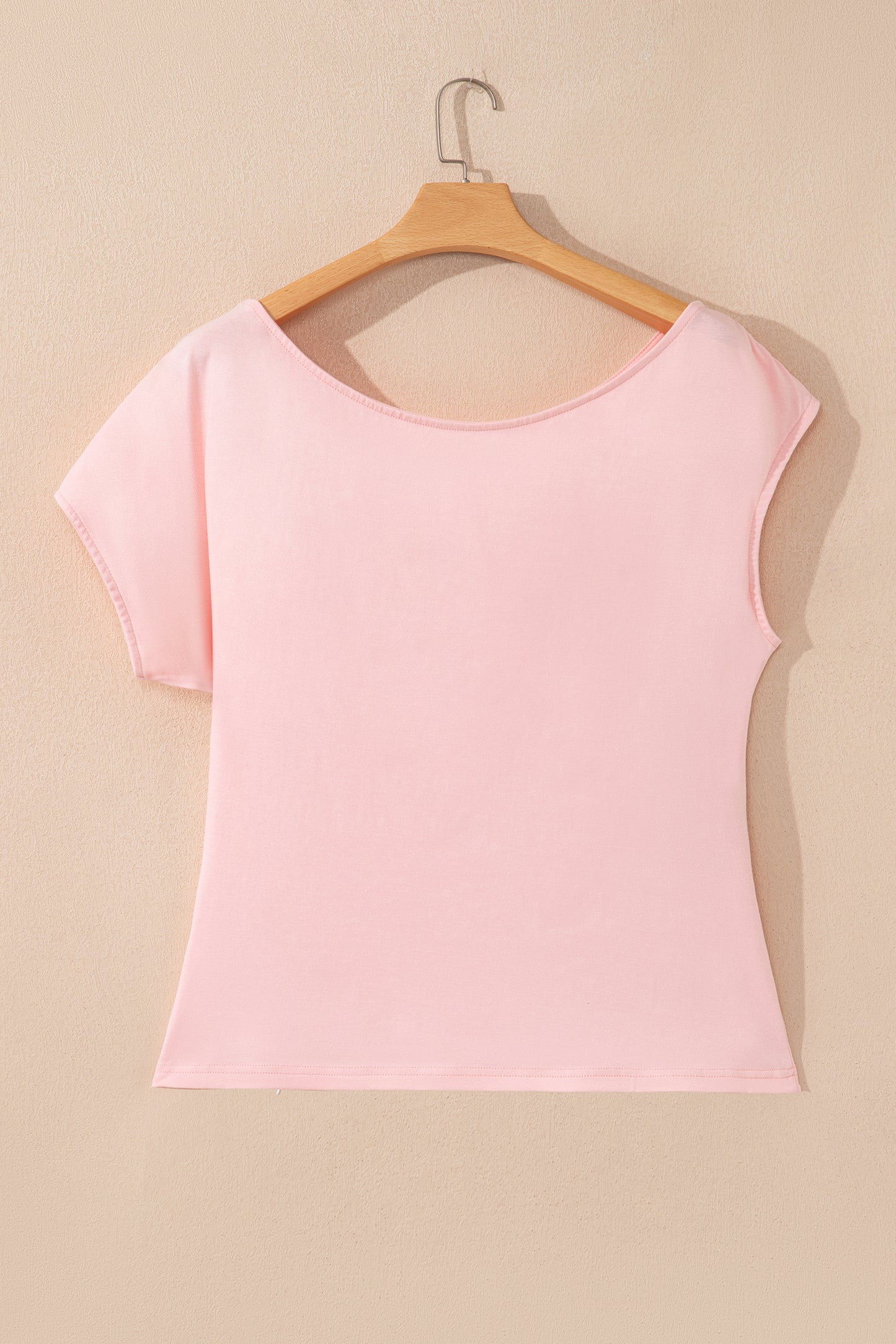 Plus Size Solid Asymmetric Neck Short Sleeve Blouse