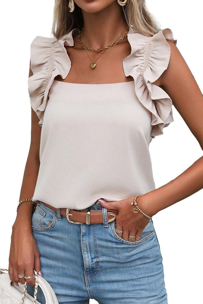 Ruffle Trim Sleeveless Top