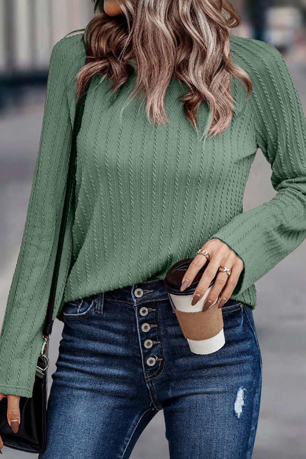 Ribbed Knit Long Sleeve Top